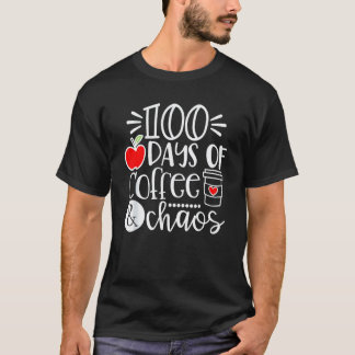 Glad 100 dagars skola 100 dagar av kaffe kaos t shirt
