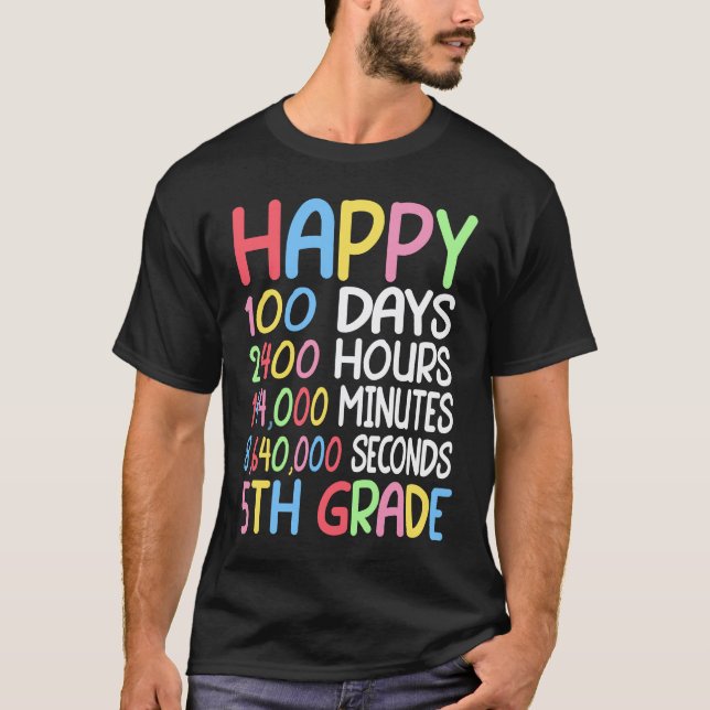 Glad 100 dagars skola 5:e klass elev matte t shirt (Framsida)