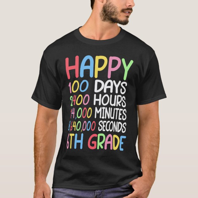 Glad 100 dagars skola 6:e klass elev matte T Shirt (Framsida)
