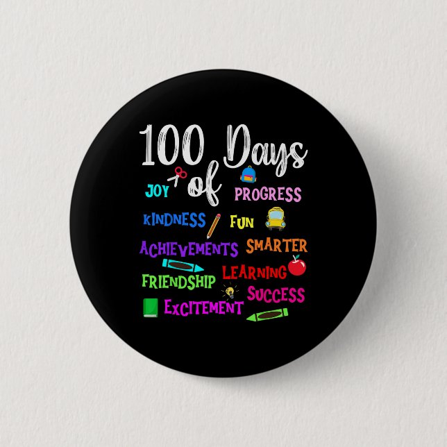 Glad 100 dagars skola lärare barn pojke flicka för knapp (Framsida)