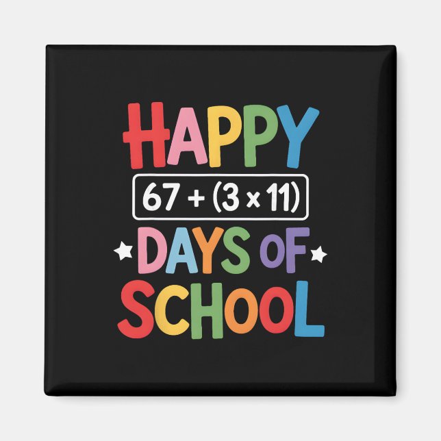 Glad 100 dagars skola matematik ekvation 100:e dag magnet (Framsidan)
