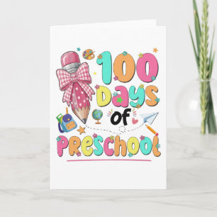 Glad 100 dagars skola rosa rosett kort