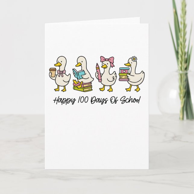 Glad 100 dagars skola söt anka lärare kort (Framsida)