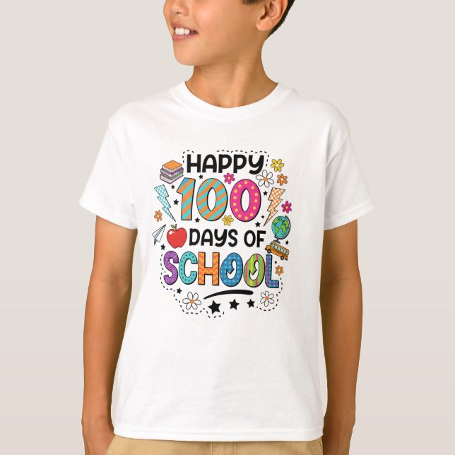 Glad 100 dagars skola t-shirt (Framsida)