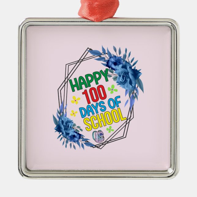 Glad 100 dagars skolgång julgransprydnad metall (Framsidan)