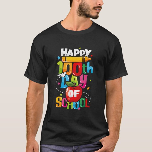 Glad 100:e dag i skolan Lärare 100 dagar T Shirt (Framsida)
