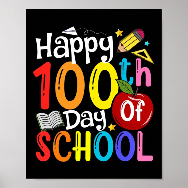 Glad 100:e dag i skolan Lärare Student Glad 1 Poster (Framsidan)