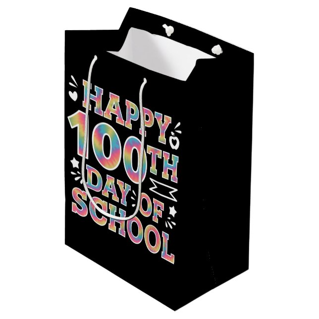 Glad 100:e dag i skolan Tie Dye Regnbåge 100 dagar (Framsidan Vinklad)