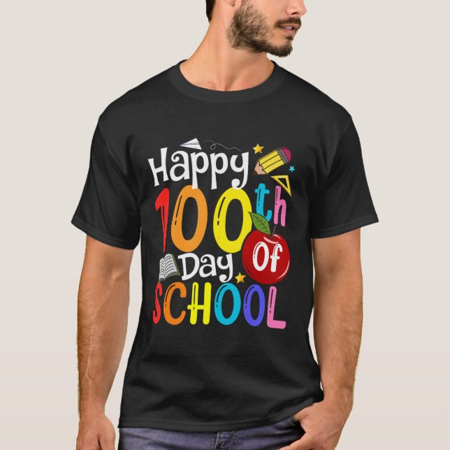 Glad 100:e skoldagen Lärare Elev Glad 1 T Shirt (Framsida)