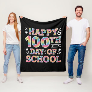 Glad 100:e skoldagen Tie Dye Regnbåge 100 dagar Fleecefilt