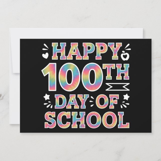 Glad 100:e skoldagen Tie Dye Regnbåge 100 dagar Inbjudningar (Framsida)