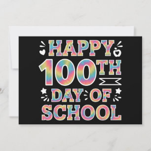 Glad 100:e skoldagen Tie Dye Regnbåge 100 dagar Inbjudningar