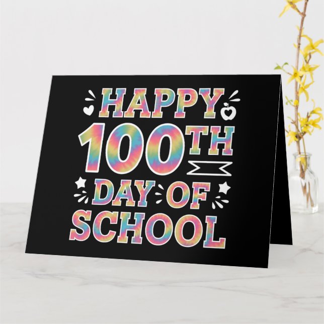 Glad 100:e skoldagen Tie Dye Regnbåge 100 dagar Kort (Gul blomma)