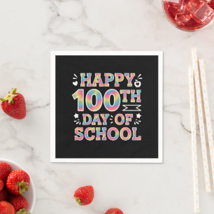 Glad 100:e skoldagen Tie Dye Regnbåge 100 dagar Pappersservett