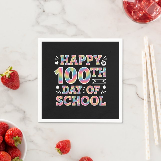 Glad 100:e skoldagen Tie Dye Regnbåge 100 dagar Pappersservett (Insitu)