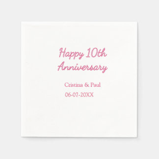 Glad 10-årsjubileum enkel minimal bröllopsnamn pappersservett