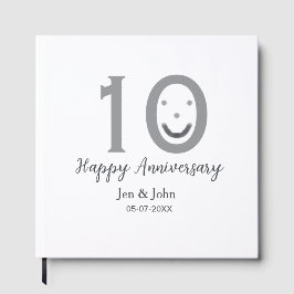 Glad 10-årsjubileum namn datum grå fet emoji gästböcker