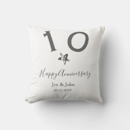 Glad 10-årsjubileum namn datum grå metall stjärna kudde