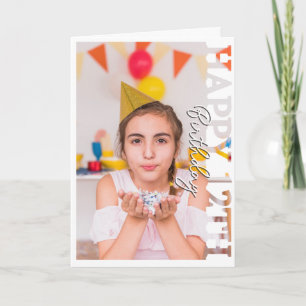 Glad 12-årsdag Foto högskolekort Tack Kort