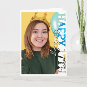 Glad 17-årsdag Foto högskolekort Tack Kort
