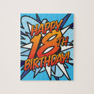 GLAD 18-ÅRSDAG Rolig Retro Serietidning Pussel