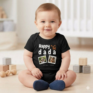 Glad 1:a Pappa Anpassat Namn Foto Svart T Shirt