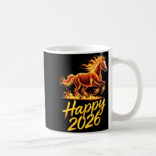 Glad 2026 - Hästens år enligt kinesiska kalendern  Kaffemugg (Höger)