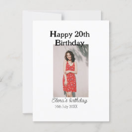 Glad 20-årsdag foto modern enkel minimal  vykort