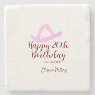 Glad 20-årsdag rosa cowboytjej namn datum sim stenunderlägg