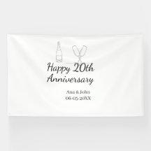 Glad 20-årsjubileum champagneflaska glas namn