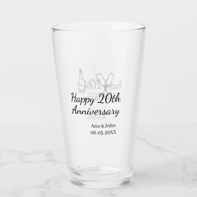 Glad 20-årsjubileum champagneflaska glas namn (Framsida)