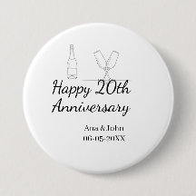 Glad 20-årsjubileum champagneflaska glas namn