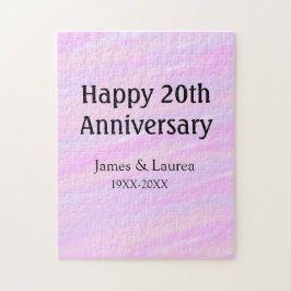 Glad 20-årsjubileum rosa lila pastell namn bol pussel