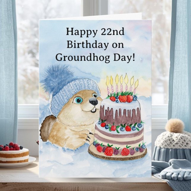  Glad 22:a Groundhog Day-födelsedagen  Kort (Skapare uppladdad)