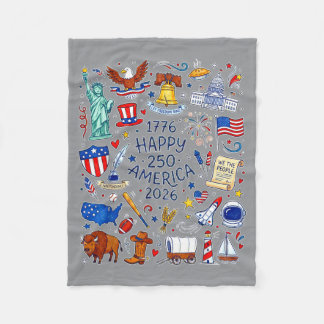 Glad 250 Aamerica Doodle 4:e Juli Historia Fleecefilt