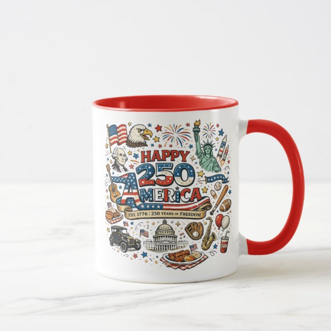 Glad 250 Amerika Mugg USA 250 År av Frihet Pat (Höger)