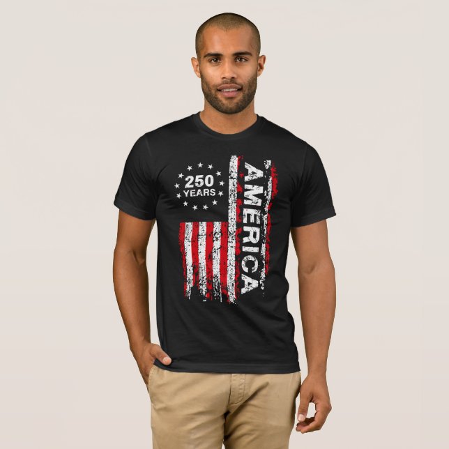Glad 250 år Amerika  T Shirt (Hel framsida)