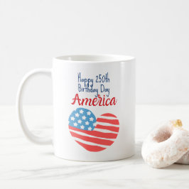 Glad 250-årsdag Amerika, Flagga Hjärta 1776-2026 Kaffemugg