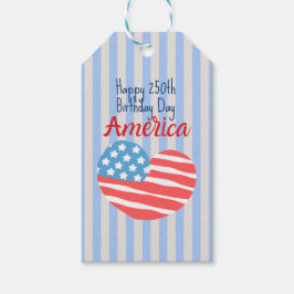 Glad 250-årsdag Amerika, Flagga Hjärta 1776-2026 Presentetikett