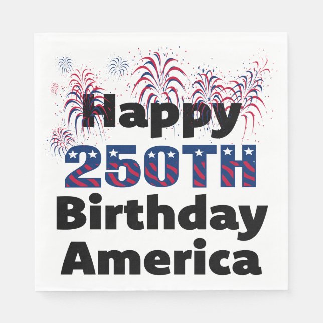 Glad 250-årsdag Amerika Patriotisk Fest Pappersservett (Framsidan)