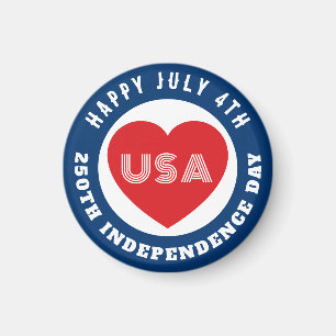 Glad 250-årsdag för självständighet 4 juli Kärlek  Magnet