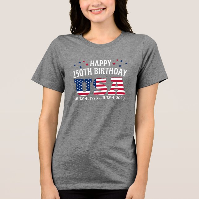 Glad 250-årsdag USA 4e juli T Shirt (Framsida)