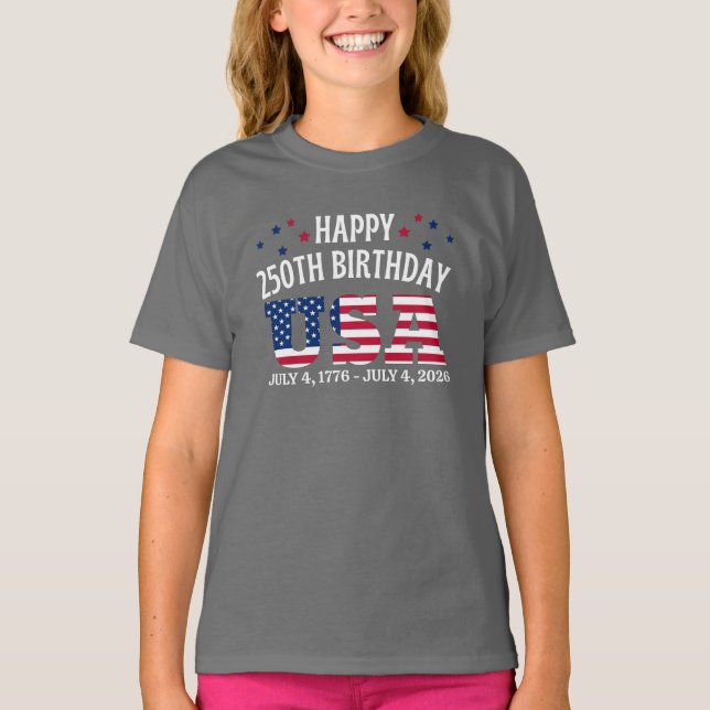 Glad 250-årsdag USA 4e juli T Shirt (Framsida)