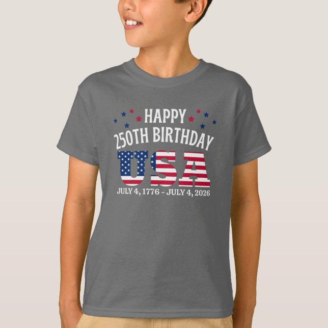 Glad 250-årsdag USA 4e juli T Shirt (Framsida)