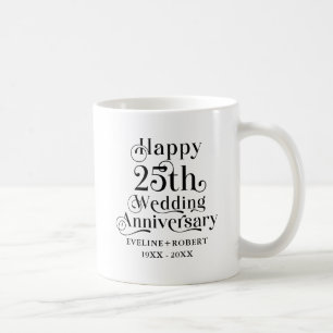 Glad 25-års bröllopsdag Guldtypografi Kaffemugg