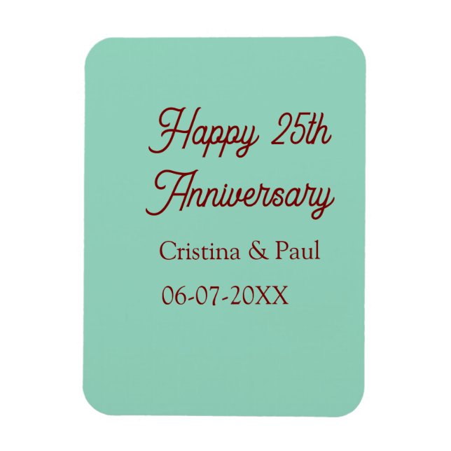 Glad 25-årsjubileum grön mauve pastell boho retr magnet (Vertikal)