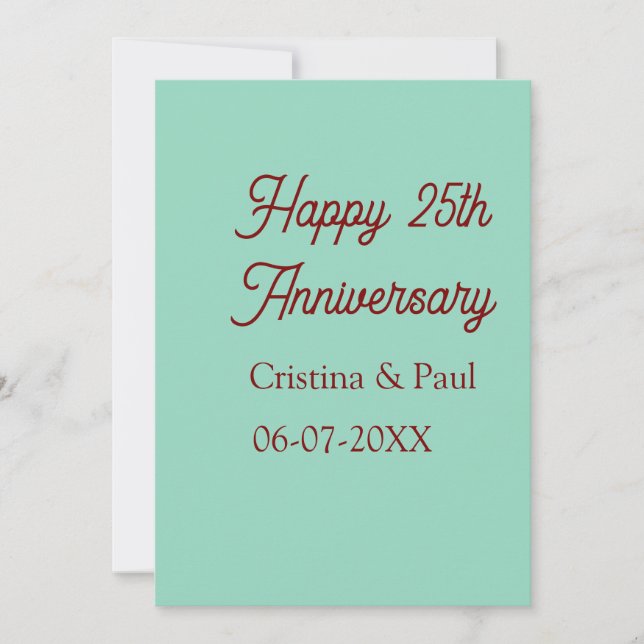 Glad 25-årsjubileum grön mauve pastell boho retro inbjudningar (Framsida)
