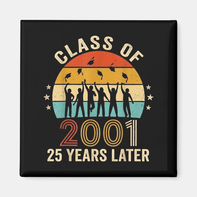 Glad 25-årsjubileum klass 2001 studenter 25 år magnet (Framsidan)