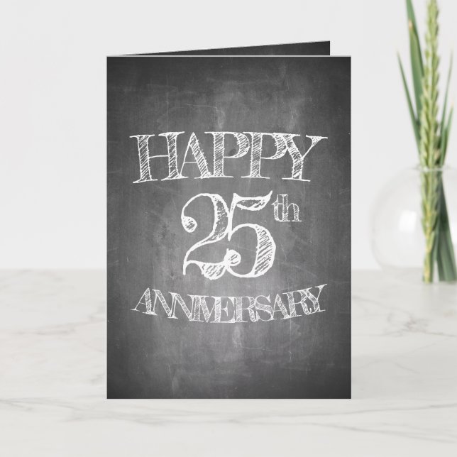 Glad 25-årsjubileum på kritskriva kort (Framsida)