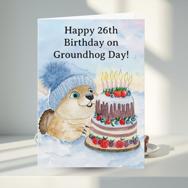  Glad 26:e Groundhog Day födelsedag  Kort (Skapare uppladdad)